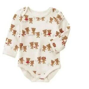 NEW Gymboree All Over Bear Print Long Sleeve Holiday Theme Onesie Bodysuit Top